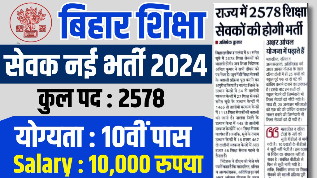 Bihar Shiksha Sevak Bharti 2024